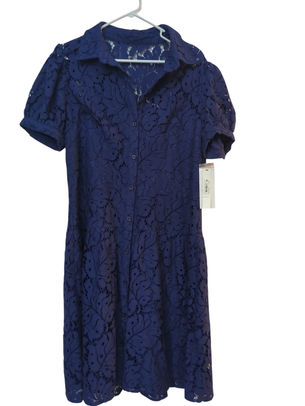 NWT Maggy London Floral Lace Shirt Dress Size 14 Cottagecore Romantic Feminine